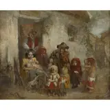 John Burr, A WANDERING MINSTREL, Oil and pencil on board