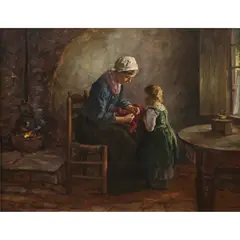 John Patrick Downie, AT MOTHER'S KNEE, 1921, oil on canvas