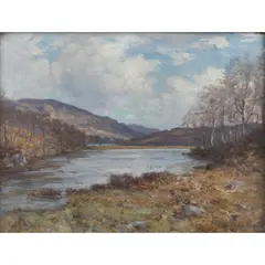 Joseph Morris Henderson, AT THE LOCHSIDE, oil on canvas