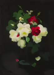 RED AND WHITE ROSES by Stuart Park, Oil on canvas, sold Oct 2024