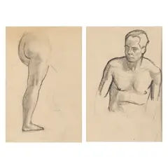 Bernard Meninsky, TWO LIFE STUDIES, Pencil
