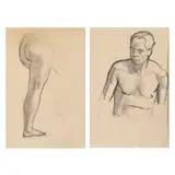Bernard Meninsky, TWO LIFE STUDIES, Pencil