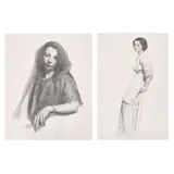 John Bulloch Souter, TWO PORTRAITS OF WOMEN, Coloured pencil on paper,