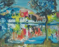 LOCH EARN by James Lawrence Isherwood, acrylic on board, offered Oct 2024