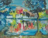LOCH EARN by James Lawrence Isherwood, acrylic on board, offered Oct 2024