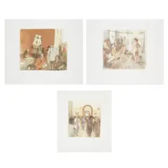 THREE PRINTS: 'LIFE CLASS,' 'PRIVATE VIEW' AND 'GALLERY CAFE' by Bernard Dunstan, each signed and numbered in pencil to margin, published by Curwen Chilford, sold Oct 2024