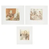Bernard Dunstan, THREE PRINTS: 'LIFE CLASS,' 'PRIVATE VIEW' AND 'GALLERY CAFE'