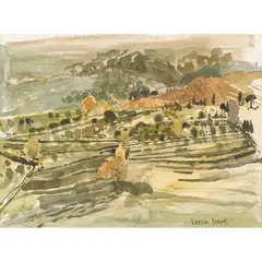 Victoria Crowe, BACKLIT LANDSCAPE, SAN GIMIGNANO, watercolour