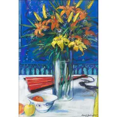 Mary Gallagher, STILL LIFE WITH LILIES AND FAN, pastel