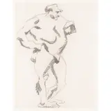 Henri Gaudier-Brzeska, MALE NUDE (HORACE BRODZKY), charcoal on paper