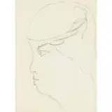 Henri Gaudier-Brzeska, PROFILE OF A GIRL, crayon on paper