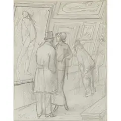 Théophile Steinlen, IN THE GALLERY, pencil on paper