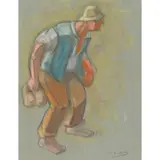 Henri Gabriel Ibels, PAYSAN AUX SABOTS, pastel on paper