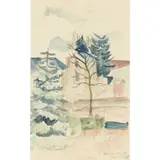 Jean Marchand, PAYSAGE, MAMERS, 1914, watercolour and pencil on paper