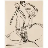 ZWEI MÄDCHEN [TWO GIRLS], c. 1925 by Ernst Ludwig Kirchner, 4167 and C-1241 in pencil (to reverse), Indian ink on paper, offered May 2025