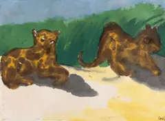 Emil Nolde, ZWEI JUNGE LÖWEN [TWO LION CUBS], 1920s, watercolour on paper
