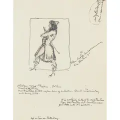 Claud Lovat Fraser, LETTER TO ALAN FRASER, THE ARTIST'S BROTHER, 1916 + PROLOGUE TO AN 18TH CENTURY PLAY (LETTER TO ENID BAGNOLD), ink and watercolour, 21cm x 16.7cm (8 ¼in x 6 5/8in)