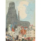 Claud Lovat Fraser, FRENCH TOWN, pen and ink, watercolour and gouache