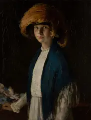 William Nicholson, NANCY IN A FEATHER HAT (THE ARTIST'S DAUGHTER), 1910, oil on canvas