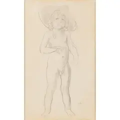 Augustus John, CHILD WITH LARGE HAT (PYRAMUS), pencil on paper