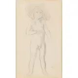 Augustus John, CHILD WITH LARGE HAT (PYRAMUS), pencil on paper