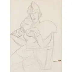 Wyndham Lewis, SEATED LADY, POSSIBLY IRIS TREE, 1921, pencil on paper
