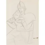 Wyndham Lewis, SEATED LADY, POSSIBLY IRIS TREE, 1921, pencil on paper