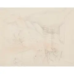 Christopher Wood, VENCE, pencil with chalk pastel on paper