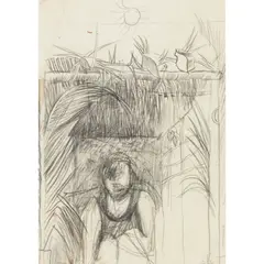 Graham Sutherland, CABIN PALM / CACTUS (DOUBLE-SIDED DRAWING), 1948, pencil on paper