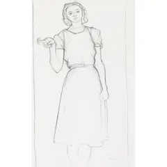 John Craxton, STANDING GIRL, 1953, charcoal on paper