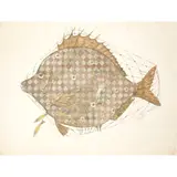 Scottie Wilson, THE GREAT FISH AND THE LITTLES FISHES (AESOP'S FABLES), 1945, ink and watercolour on paper, 38.5cm x 54cm (15 1/8in x 21 ¼in)