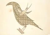 Scottie Wilson, THE RAVEN AND THE SWALLOW (AESOP'S FABLES), 1945, ink and watercolour on paper, (38cm x 53cm (15in x 20 7/8in)