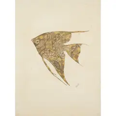 Scottie Wilson, ANGEL FISH, 1944, ink and watercolour on paper, 52.4cm x 38.5cm (20 5/8in x 15 1/8in)