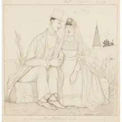 Oskar Zwintscher, THE MARRIED COUPLE, 1902, ink and pencil on paper