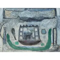 Carol Ann Sutherland, HOUSEBOAT, 1989, mixed media and collage on paper