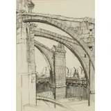 Muirhead Bone, FLYING BUTTRESSES, LEON CATHEDRAL, charcoal on paper