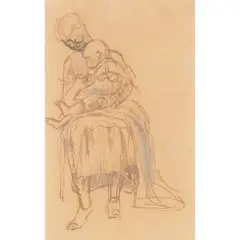 Henry Moore, MOTHER AND CHILD, pencil, pen and ink on paper