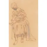 Henry Moore, MOTHER AND CHILD, pencil, pen and ink on paper