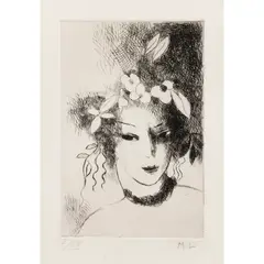 YOUNG WOMAN by Marie Laurencin, initialled in pencil (in the margin lower right) and numbered in pencil I/XX (in the margin lower left), etching on pape, sold May 2025