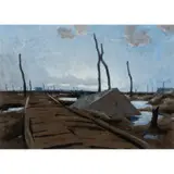 Ernest Procter, CARREFOUR CHARPENTIER, YSER, NOVEMBER 1917, 1917, watercolour and bodycolour on brown paper