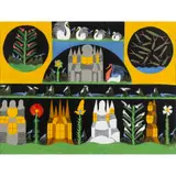 Scottie Wilson, BUILDINGS, BIRDS, SWANS AND FISH, gouache on paper