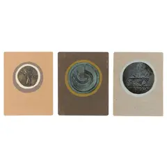 Geoffrey Clarke, THREE CHRISTMAS CARDS, 1981-83, beaten metal and collage on card