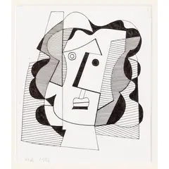 Bryan Ingham, HEAD, 1996, indistinctly inscribed and dated in pencil (lower left), pen and ink on paper