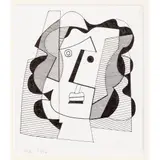 Bryan Ingham, HEAD, 1996, indistinctly inscribed and dated in pencil (lower left), pen and ink on paper