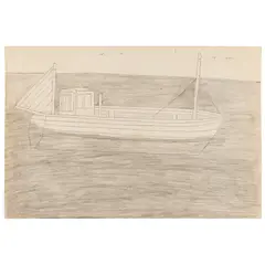 Bryan Pearce, CORNISH FISHING BOAT, pencil and pen on paper, unframed