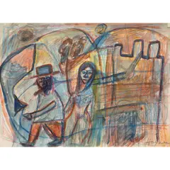 Patrick Hayman, GOING AWAY, 1985, crayon and gouache on paper
