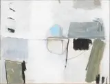 Padraig Macmiadhachain, BOATS IN THE HARBOUR, ST. IVES, mixed media on card