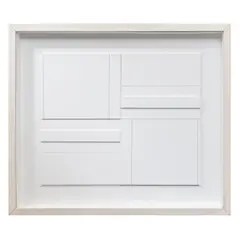 Alan Reynolds, STRUCTURE-79, 1979, emulsion paint and lead pencil on card relief in Artist's frame
