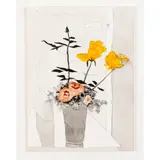 Patrick Procktor, FLOWER STUDY IN YELLOW AND PINK, watercolour, ink, wash and pencil on paper