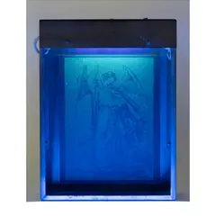 ULTRA VIOLET ANGEL (NO.6), 1993 by Matt Collishaw, silkscreen with ultra violet ink on paper, steel box, illuminated by ultraviolet light, offered May 2025